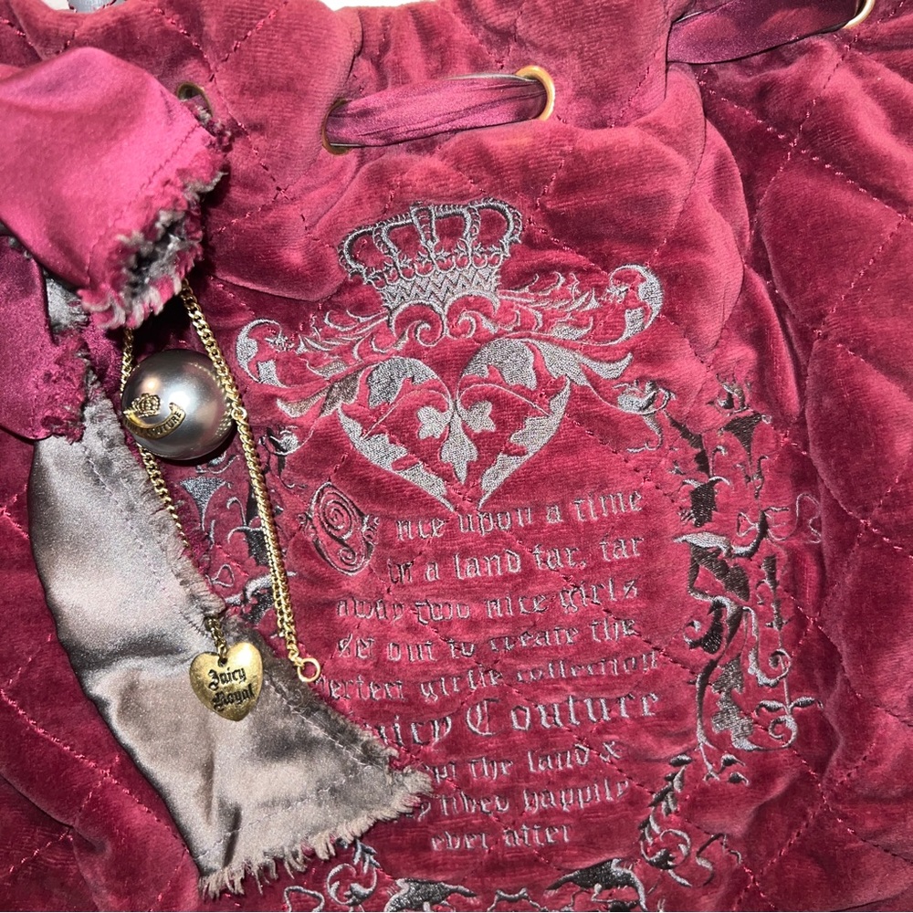 Maroon Juicy Couture Purse Vintage Y2K Tote Bag Handbag Quilted Preloved - Picture 2 of 12